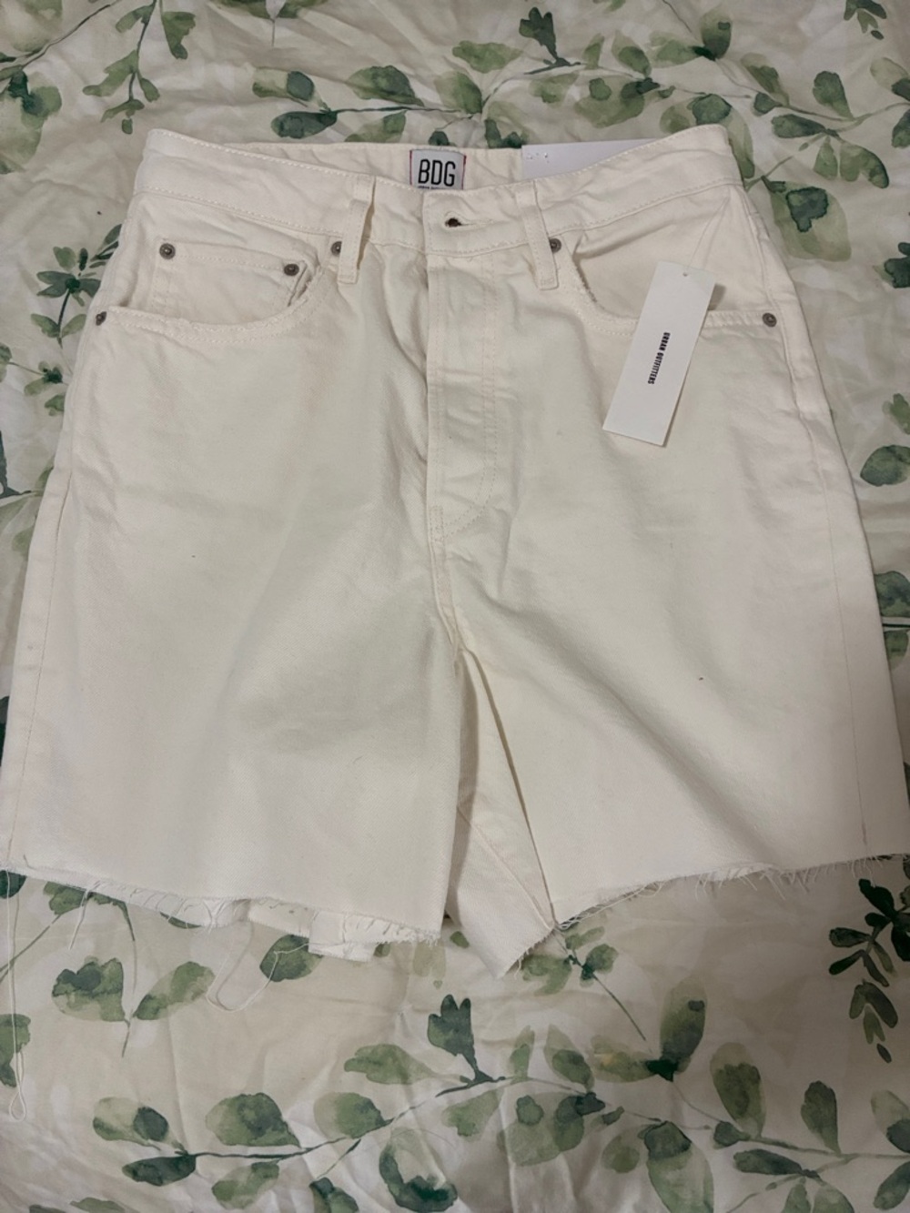 Urban Outfitters BDG Cream High-Rise Button-Fly Shorts